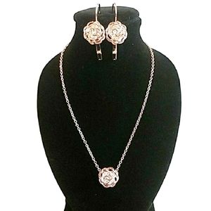 NWOT Rose Gold Necklace and Earrings